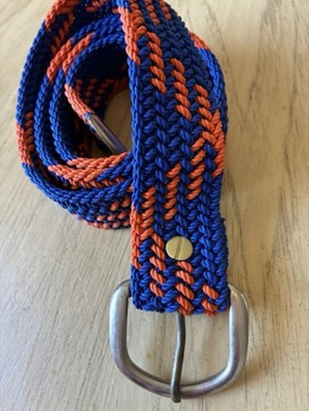 Woven Braided Stretch Belt Blue Orange College Florida Gators Golf Preppy OS